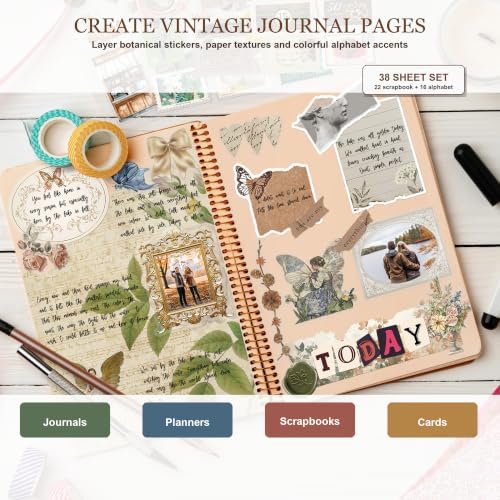 ZAYALI Vintage Scrapbook Stickers with Alphabet Letter Stickers, 38 Sheets Junk Journal Supplies for Scrapbooking, Planner, Bullet Journal, Collage, DIY Crafts - Image 6