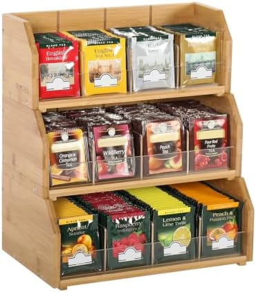 TIOPGHAD 3-Layer Stackable Bamboo Tea Bag Organizer Storage Holder, Natural by TIOPGHAD