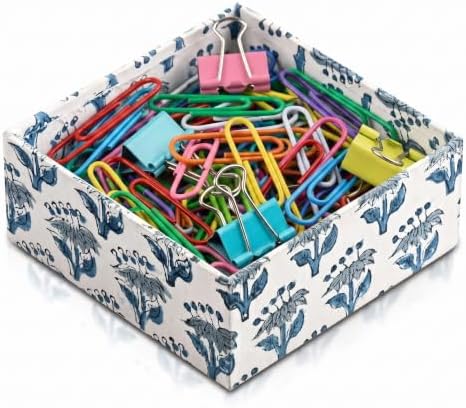 CPC Apatite Blue Block Print Desk Organizer Memo Note Pad Holder by COTTONPRINTCLUB