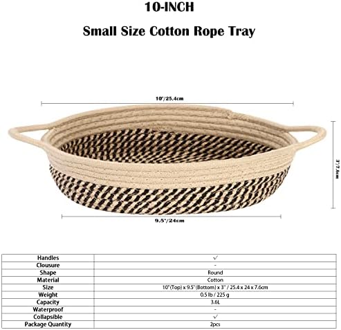 Sea Team 2-Pack Compact Woven Cotton Rope Storage Baskets, Mottled Flaxen - Image 6