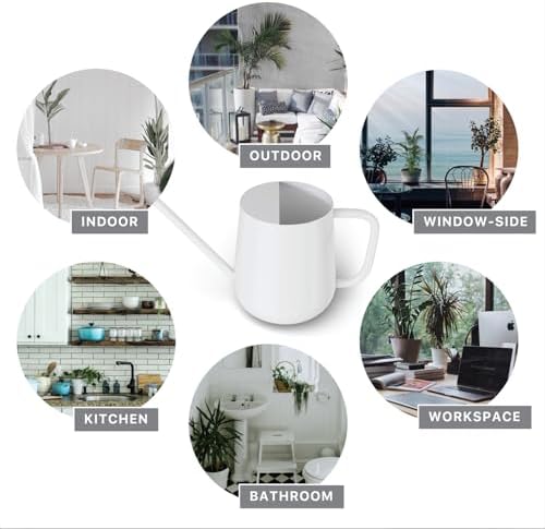 Metal Indoor Plant Watering Can with Long Spout 1000ml - White - Image 7