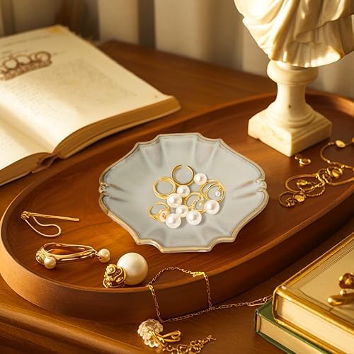 Ceramic Jewelry Dish, Decorative Tray for Rings Earrings Necklaces Bracelet Watch Keys, 4.50" Trinket Tray as Gifts for Women (Reactive Court) - Image 6