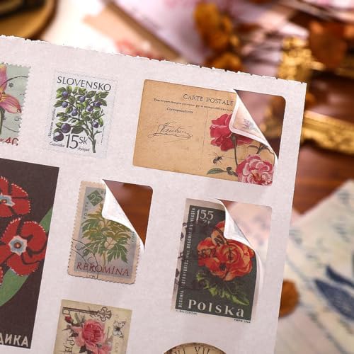 Flower Sticker Book for Scrapbooking, 500+ Floral Stickers for Junk Journal Supplies and 20 A5 Aesthetic Scrapbook Paper, Vintage Stickers for Journaling Ephemera Sticker Book for Adults DIY Crafts - Image 4