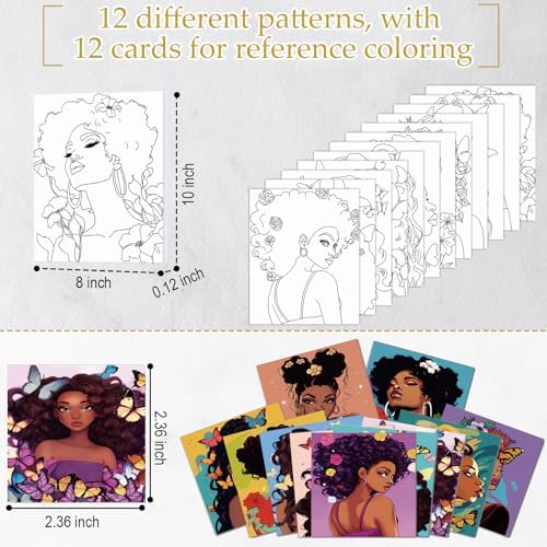 Ctosree 12 Pcs Pre Drawn Canvas for Painting,Charming Lady,8 x 10 Inch - Image 3