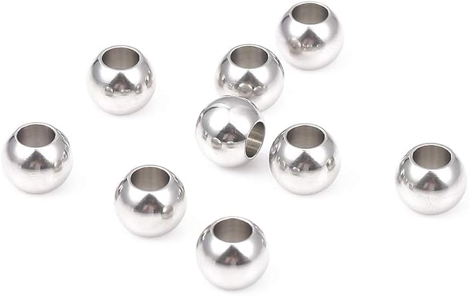 Stainless Steel Spacer Beads 9x7mm Round Loose Charm Caps Beads for DIY Jewelry Making 20pcs with 4.5mm Hole