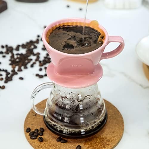 Pour Over Ceramic, Coffee Dripper Ceramic Coffee Maker,Pink - Image 2