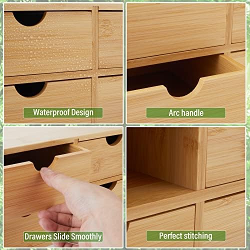Charmewooden Bamboo Desk Organizer With Drawers Countertop Drawers Counter Storage Box Corner Desk Organizer for Home Office No Assembly Required - Image 4