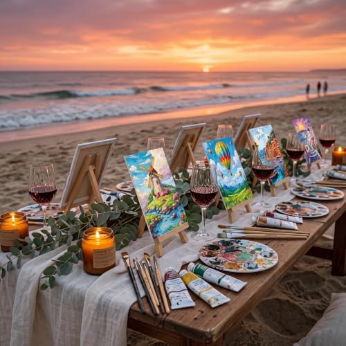 Sherr 36 Pcs Pre Drawn Canvas Painting Kits for Adults Cute Printed to Paint Set 8" x 10" Stretched Panels Natural Scenery Theme Painting for DIY Art Sunmmer Date Night Party Favor - Image 2