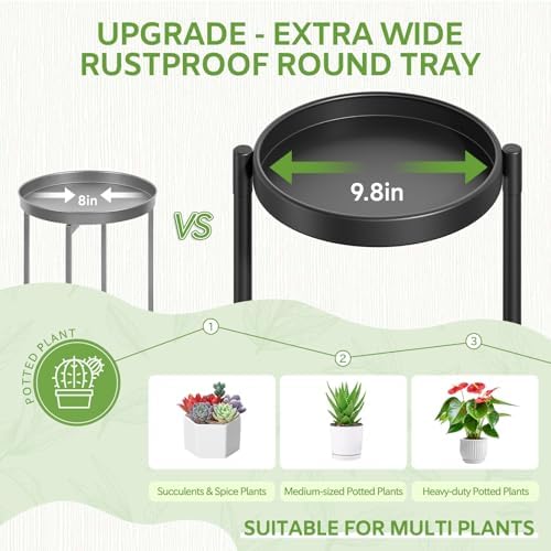 iDavosic.ly 4 Tier Large Plant Stand Indoor Outdoor, 10 In Wide Tray, Black - Image 2