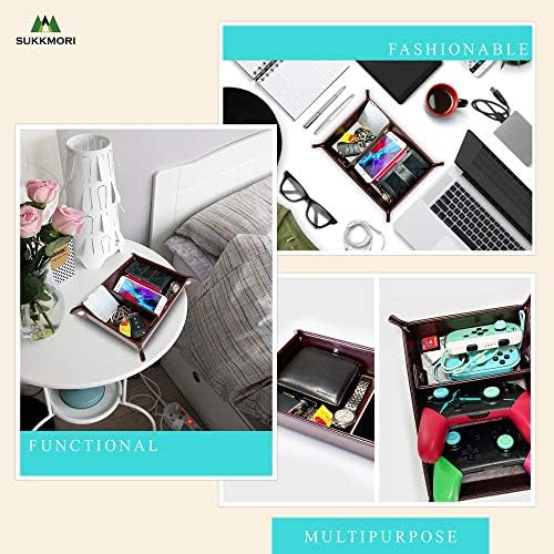 Valet Tray for Men and Women - PU Leather Nightstand Organizer with Desk Catchall Tray, Dresser Box for Keys, Jewelry - Image 4
