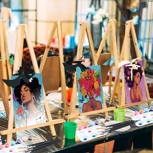 Dinifee 6 Pack Pre Drawn Canvas for Painting Pre Printed Canvas Kit 8 x 10 Inch Stretched Cotton Paint and Sip Set for Adults Couple Party Graduation Summer Date Night(Flower Lady) - Image 5