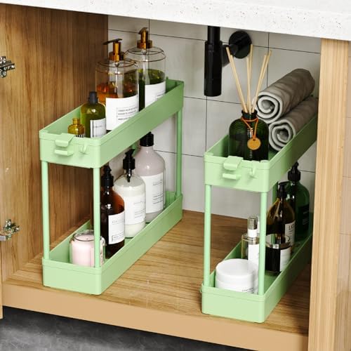 SPACEKEEPER Slim Rolling Storage Cart, 4 Tier Bathroom Cart Organizer,Green - Image 3