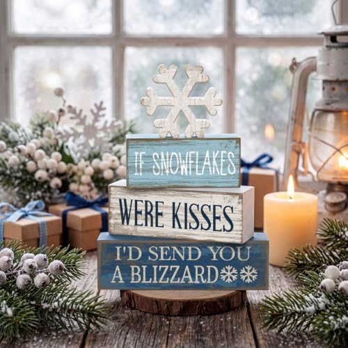 Moucuny 4 Pcs Christmas Table Decorations Wooden Snowflake Decor Winter - Image 2