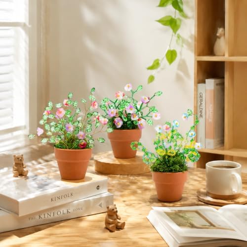 Beaded Plant Kit Glass Leaf Flower Green Beads DIY Craft Desk Décor Gift - Image 7