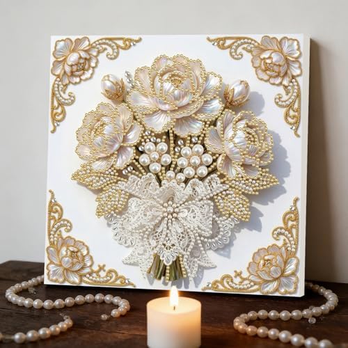 5D DIY Pearl Painting with Frame Floral Theme Handmade Healing Home Wall Decoration Creative 9.84x9.84in Tools -2PCS-1 - Image 4