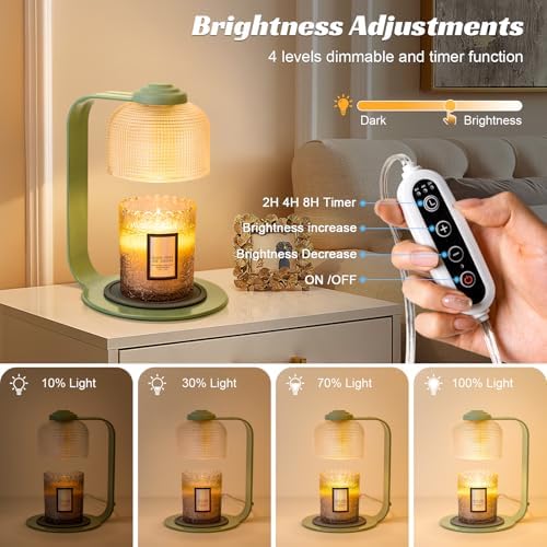 Candle Warmer Lamp Green with Clear Glass Globe and Timer & Dimmable Light - Image 3
