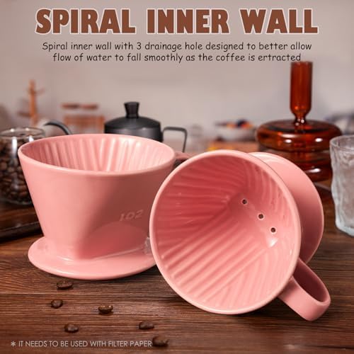 Pour Over Coffee Dripper, Ceramic Pour Over Coffee Maker, Pink - Image 5