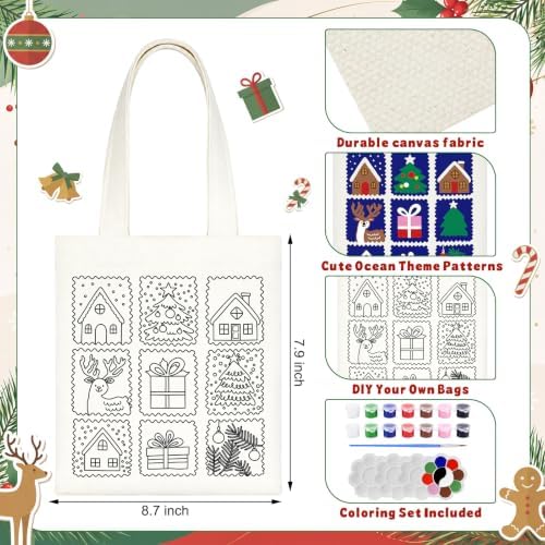 Aliceset 16 Pcs Color Your Own Bag Tote Bag Painting - Image 2