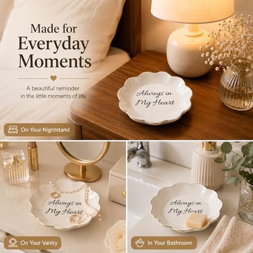 Always in My Heart Jewelry Dish, Ceramic Ring Holder, Memorial Gift for Women - Image 7