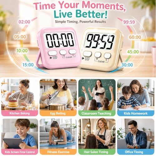 Antonki 2 Pack Digital Timer for Kids Classroom Kitchen Timers for Cooking - Image 6