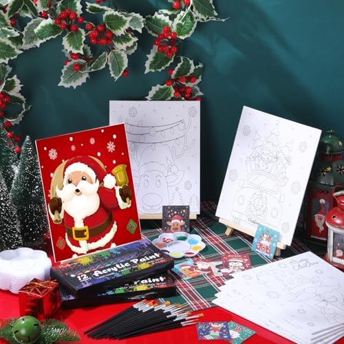 Cholemy 36 Pcs Paint and Sip Kit Gift for Adults 8''x10'',Christmas B - Image 2
