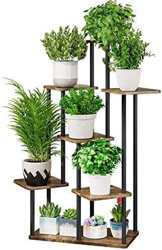 AZERPIAN 7 Tier Tall Plant Stand Indoor Corner Tiered Shelf Metal MDF Board by AZERPIAN