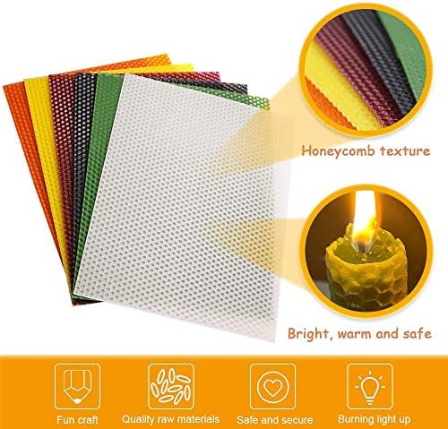Tafuero Beeswax Honeycomb Candle Sheets,12pcs Beeswax Candle Making Kit Natural 10" X 8",Make Your Own Ideas Candle for Kids and Adults,Making Handsome Rolling Sheets for Hanukkah and Party - Image 5