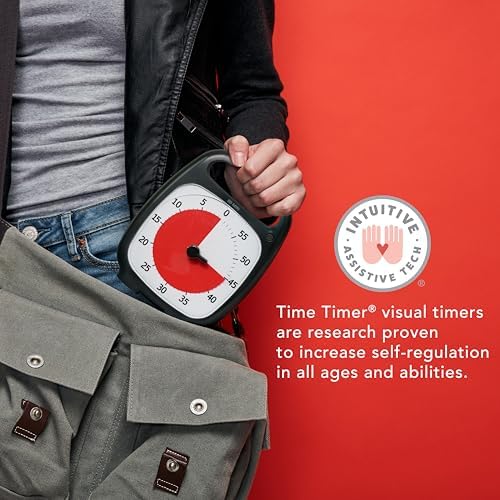 TIME TIMER Plus 60 Minute Desk Visual Timer - Countdown Timer with Portable Handle for Classroom, Office, Homeschooling, Study Tool with Silent Operation (Charcoal) - Image 4