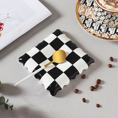 Ceramic Spoon Rest - Unique Checkered Spoon Holder Multipurpose for Stove Top, Kitchen Counter & Coffee Station | Super Cute Kitchen Decor & Hot Coffee Accessories for Housewarming - Image 5