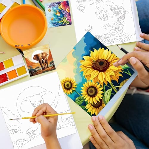 Sherr 12 Pcs Pre Drawn Canvas for Adults,Mixed Style,8 x 8 Inch - Image 2