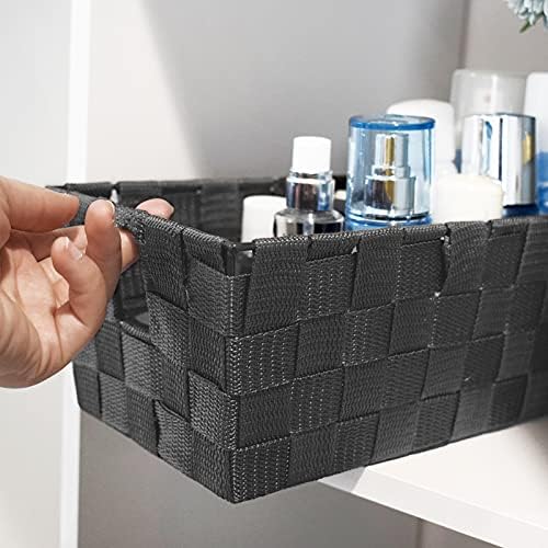 homyfort Woven Shelf Storage Tote Basket Bins Container, Storage Boxes Cube Organizer with Built-in Handles for Bedroom, Office, Closet, Clothes, Kids Room, Nursery 3pk(Grey) - Image 4