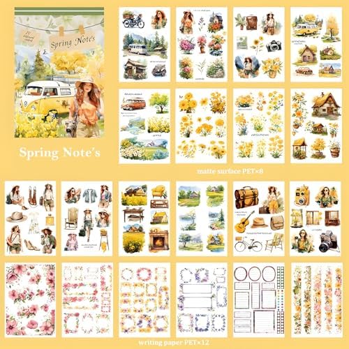Snycler Sticker Book for Journal 20 Sheets Vintage PET Washi Stickers-3 - Image 6