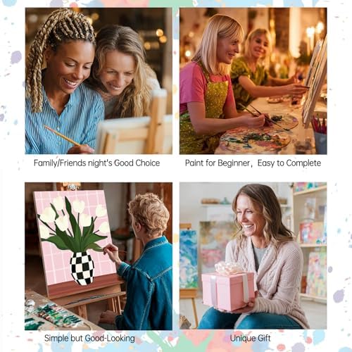 Tucocoo Flowers in Vase 6 Pack DIY Paint by Numbers Kits for Adults Simple Flower Oil Painting Acrylic Paint Number Painting Kits on 8x12 Inch Canvas Without Frame Floral Home Wall Decor - Image 6