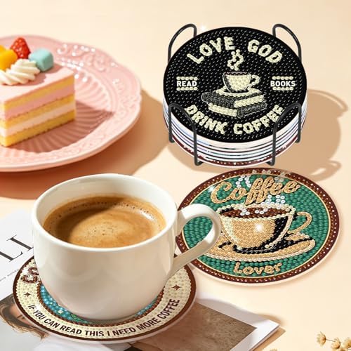 Diamond Art Coasters Kit for Adults, 8PCS Coffee Coasters with Holder - Image 6