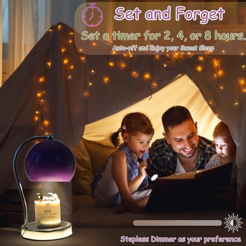 Wide Base Candle Warmer Lamp, Timer & Dimmer (Purple) - Image 6