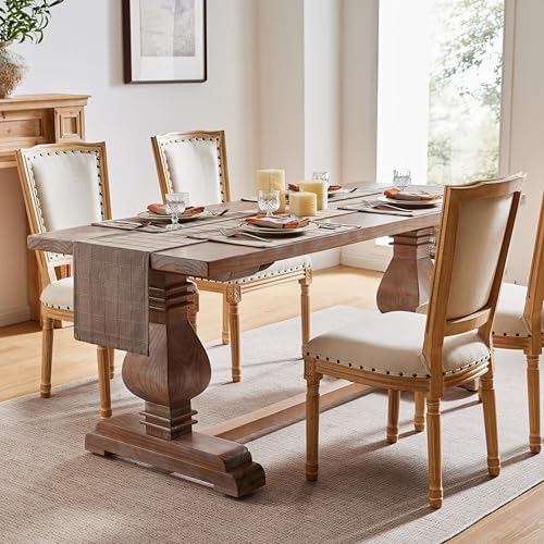 ZeeMart Linen Checked Farmhouse Table Runner, 13x48 Inches Cocoa Brown - Image 3