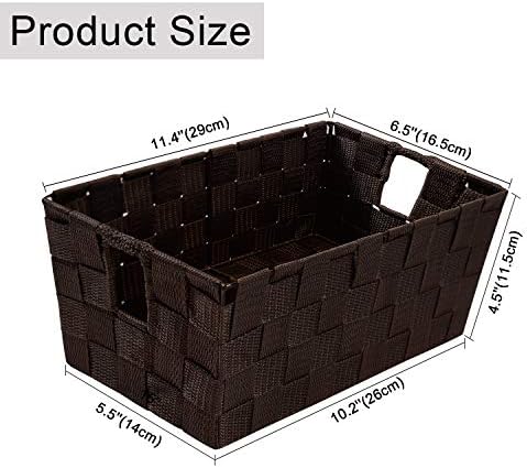 homyfort Woven Shelf Storage Tote Basket Bins Container, Storage Boxes Cube Organizer with Built-in Handles for Bedroom, Office, Closet, Clothes, Kids Room, Nursery 3pack(Brown) - Image 4