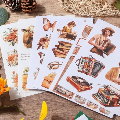 Snycler Sticker Book for Journal 20 Sheets Vintage PET Washi Stickers-5 - Image 4