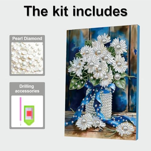 DIY Pearl Painting with Frame, Creative Design, Handmade Stress-Relieving Home Wall Decoration, Includes Frame and Tools-Bouquet - Image 7