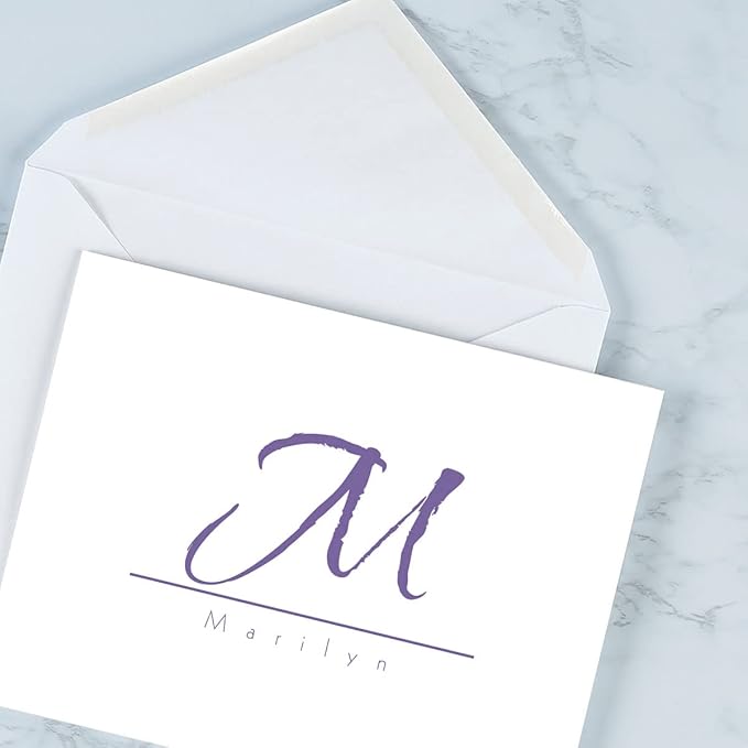 Inspirational Personalized Note Card (3 Color Choices) - 24 Cards with White Envelopes, 4¼ x 5½ Inch Size, Blank Inside, Add a Name and Initial, For Thank You Notes, or Graduation Gifts