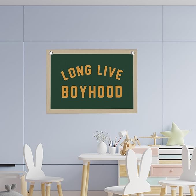 Green Long Live Boyhood Boys Room Playroom Wall Decor Vintage Sports Decor for Nursery Playroom Kids Bedroom Dorm Toddler Decorations 22x28 Inch