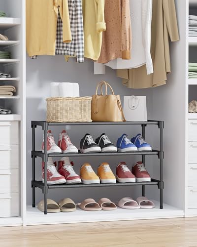 Kitsure Shoe Rack - Non-Woven Shoe Rack Shelf, 27.5" Wide - 3 Tier, Black - Image 6