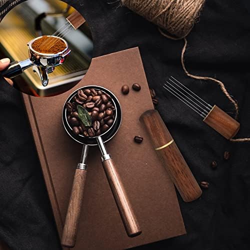 Zolunu Espresso Coffee Stirrer 5 Needles 0.4mm Espresso Distribution Tools, Natural Wood Handle and Stand - Image 3