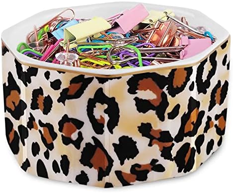 Ceramic Paper Clip Holder Gold Line Paper Clip Dispenser Organizer for Desk Cute Leopard Office Binder Clip Holder Bobby Pin and Hair Clip Holder Gift for Office Brown - Image 7