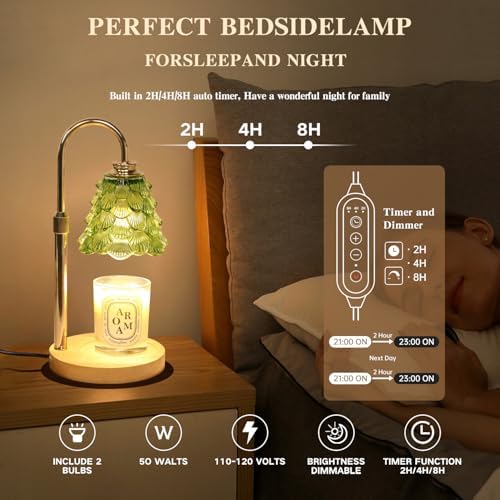 GEEZO Fragrance Candle Warmer Lamp，Electric Candle Warmer with Timer & Dimmer，Mom Christmas Birthday Gifts for Women, House Warming Gifts New Home Bedroom Decor - Image 6