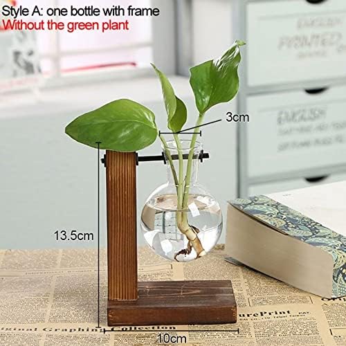 Plant Terrarium with Wooden Stand, Desktop Propagation Stations Glass Air Planter Metal Swivel Holder for Indoor Live Hydroponics Plants Office Home Garden Decor (1 Bulb Vase) - Image 2