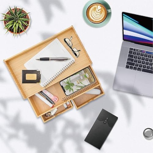 3 Drawer Bamboo Desk Organizer with Shelf – Makeup Storage & Tabletop Organizer for Home Office, Workspace, or Bathroom – No Assembly Required - Image 7