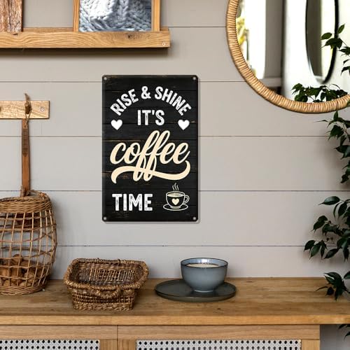 Coffee Metal Tin,Rise & Shine It's Coffee Time Sign - Image 6