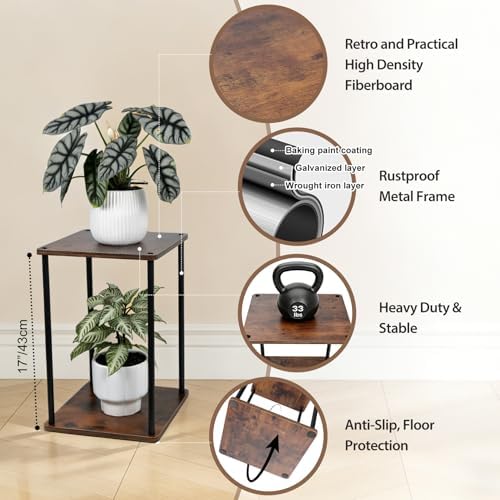 Vigordream Plant Stand Indoor Tier Metal Wood Plant Shelf for Muti Pots - Image 2