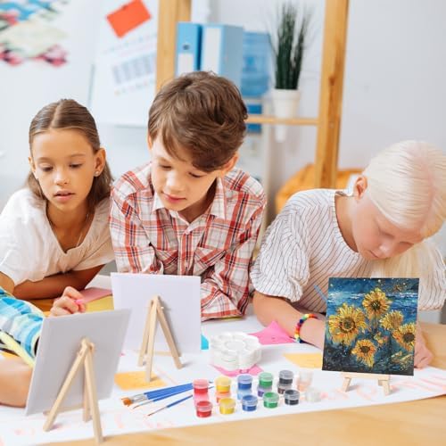 Qilery 24 Set 6 x 6 Inch Canvas Boards and Easel for Painting, Acrylic Paint Strips, Palettes, Brushes, Canvases Painting Kits for Kids Adults Artists Beginners Oil Acrylic Painting Party Favors - Image 6